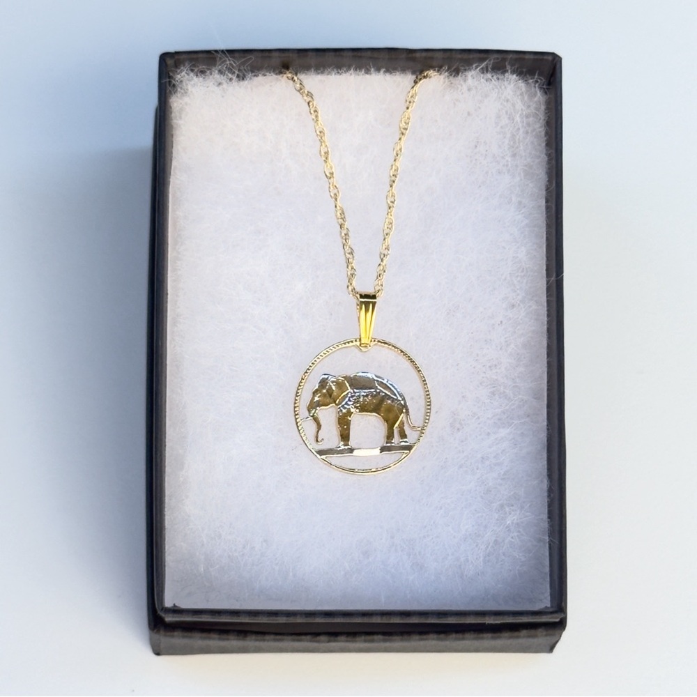 Littleton Coin Co. Elephant Cut Two-Tone Coin Necklace J200